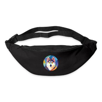Husky Dog Aquarelle Colorée Animal Illustration - Sac banane - noir - Devant