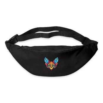 Fledermaus buntes Aquarell Tier Haustier Illustration - Gürteltasche - Schwarz - Vorne