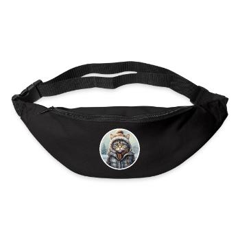 Chat avec chapeau, écharpe et veste dans la neige - Sac banane - noir - Devant