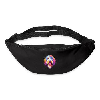 Bearded Collie chien race dessin animé kawaii illustrati - Sac banane - noir - Devant
