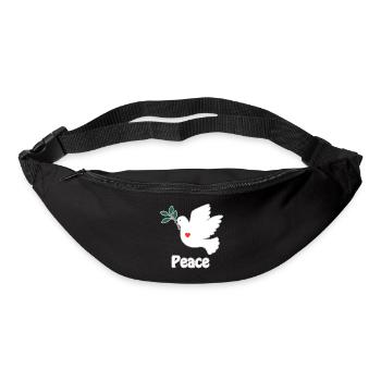 colombe de la paix blanche petit coeur rouge - Sac banane - noir - Devant