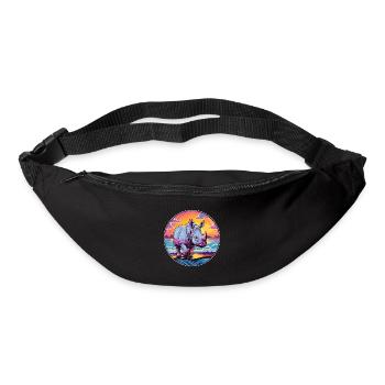 Nashorn Buntes Aquarell Cartoon Kawaii Tier - Gürteltasche - Schwarz - Vorne