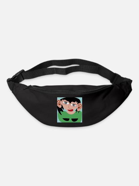 Femme aux cheveux noirs - Sac banane - noir