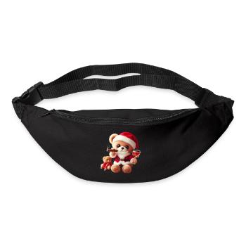 Christmas teddy bear with cigar and wine - Bum bag - black - Front