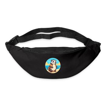 Blaireau Aquarelle Dessin Animé Kawaii Clipart Animal - Sac banane - noir - Devant