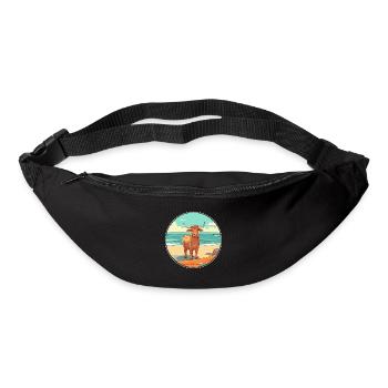 Bull Watercolor Cartoon Kawaii Clipart Animal - Bum bag - black - Front