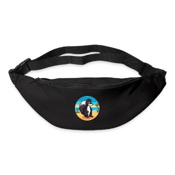 Skunk aquarelle dessin animé Kawaii Clipart Animal - Sac banane - noir - Devant