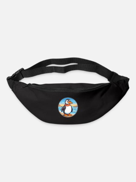 Pinguin Aquarell Cartoon Kawaii Clipart Tier - Gürteltasche - Schwarz