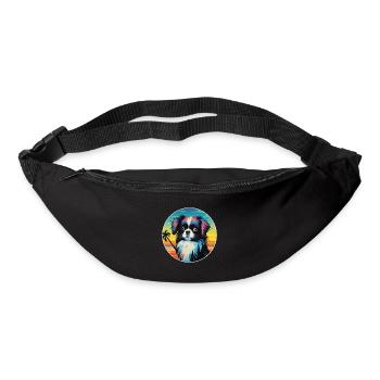 Japanisches Kinn Hund Rasse Bunte Karikatur Watercolo - Gürteltasche - Schwarz - Vorne