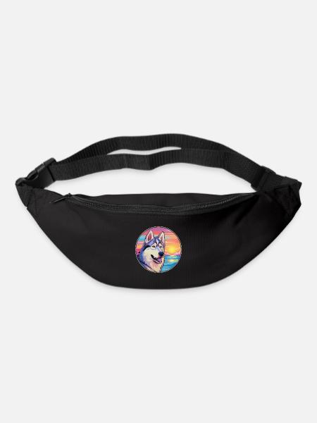 Nördliche Inuit-Hunderasse Bunte Karikatur Watercol - Gürteltasche - Schwarz