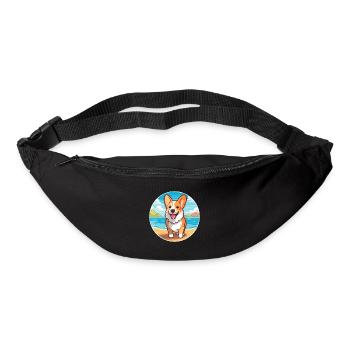 Corgi Dog Breed Cartoon Kawaii Clipart Watercolor - Bum bag - black - Front