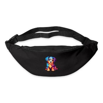 Hund Buntes Aquarell Cartoon Kawaii Tier - Gürteltasche - Schwarz - Vorne