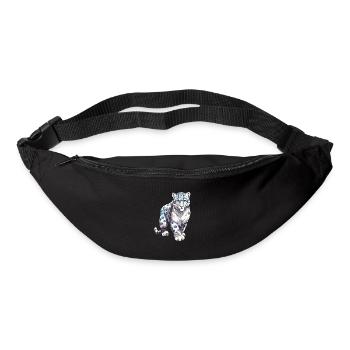Snow Leopard Colorful Watercolor Cartoon Kawaii An - Bum bag - black - Front
