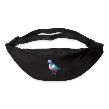 Pigeon Mignon Dessin Animé Kawaii Aquarelle Animal De Compagnie - Sac banane - noir - Devant