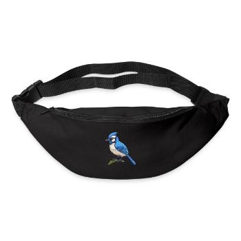 Blauer Eichelhäher Vogel Niedliche Karikatur Kawaii Aquarell Anima - Gürteltasche - Schwarz - Vorne