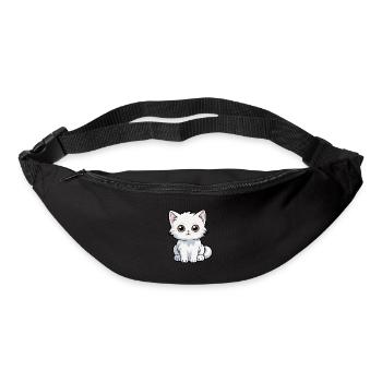 Katze niedliche Karikatur Kawaii Aquarell Tier Haustier - Gürteltasche - Schwarz - Vorne