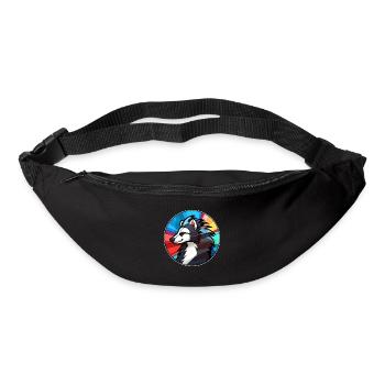 Skunk vitrail coloré dessin animé Kawaii Animal - Sac banane - noir - Devant