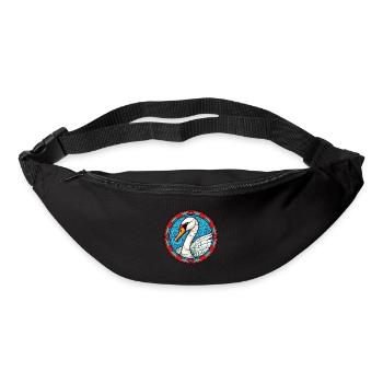 Schwanen-Buntglas-Cartoon-Kawaii-Tier - Gürteltasche - Schwarz - Vorne