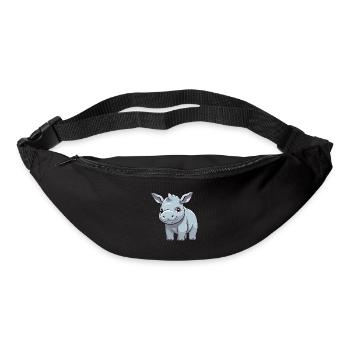 Nashorn niedlich glücklich kawaii cartoon clipart tier - Gürteltasche - Schwarz - Vorne