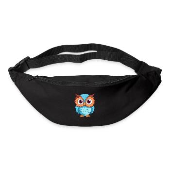 Eule süßes glückliches Kawaii Cartoon Clipart Tier - Gürteltasche - Schwarz - Vorne