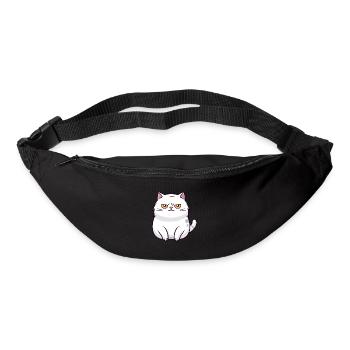 Katze niedlich glücklich kawaii cartoon clipart tier - Gürteltasche - Schwarz - Vorne