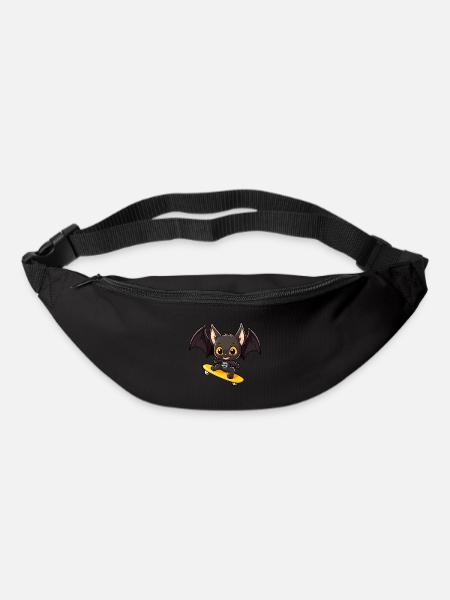 Lustige Fledermaus Kawaii Cartoon Haustier spielt Skateboard - Gürteltasche - Schwarz