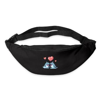 Sharks Kawaii Cartoon Pet Playing With Balloons - Bum bag - black - Front