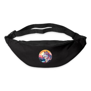Wolf Colorful Watercolor Cartoon Kawaii Animal - Bum bag - black - Front
