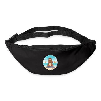 Biber-Karikatur Yoga Strand Sommer Illustration - Gürteltasche - Schwarz - Vorne