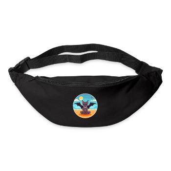 Fledermaus-Karikatur Yoga Strand Sommer Illustration - Gürteltasche - Schwarz - Vorne