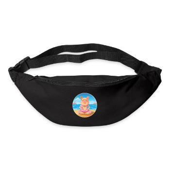 Pig Cartoon Yoga Beach Summer Illustration - Bum bag - black - Front