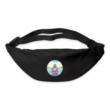 Hippo Cartoon Yoga Beach Summer Illustration - Bum bag - black - Front