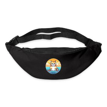 Katze Aquarell Karikatur Kawaii Clipart Tier - Gürteltasche - Schwarz - Vorne