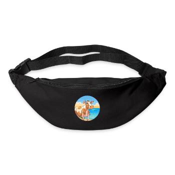 Vache aquarelle dessin animé kawaii clipart animal - Sac banane - noir - Devant