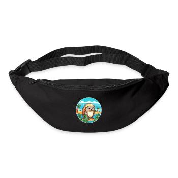 Igel Aquarell Karikatur Kawaii Clipart Tier - Gürteltasche - Schwarz - Vorne