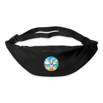 Vache aquarelle dessin animé kawaii clipart animal - Sac banane - noir - Devant