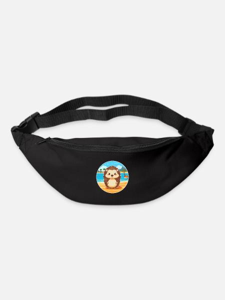 Hérisson aquarelle dessin animé Kawaii Clipart Animal - Sac banane - noir