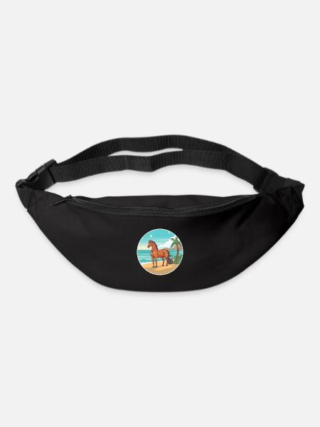 Horse Watercolor Cartoon Kawaii Clipart Animal - Bum bag - black