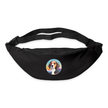 Beagle Harrier Dog Breed Cartoon Kawaii Watercolor - Bum bag - black - Front