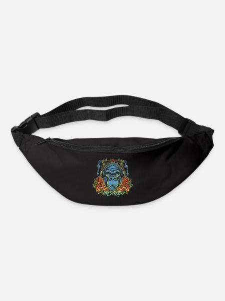 Gorilla mit Kopfhörer Lustiger Spruch NO STRESS - Gürteltasche - Schwarz
