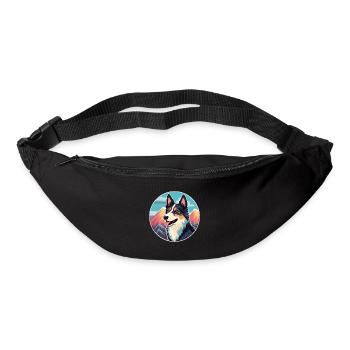 Karelo finlandais Laika chien race dessin animé Kawaii Wate - Sac banane - noir - Devant