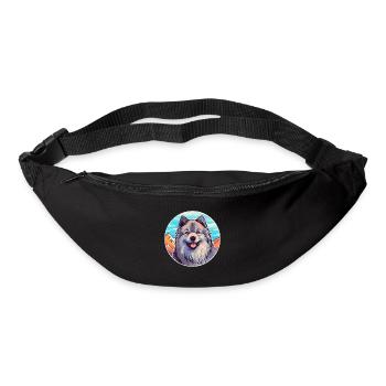 Keeshond Dog Breed Cartoon Kawaii Watercolor - Bum bag - black - Front