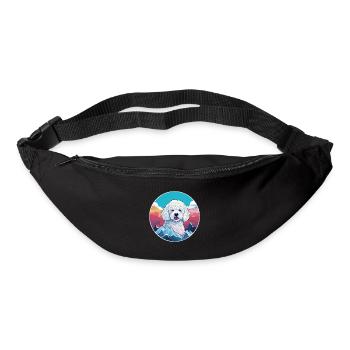 Caniche chien race dessin animé Kawaii aquarelle - Sac banane - noir - Devant