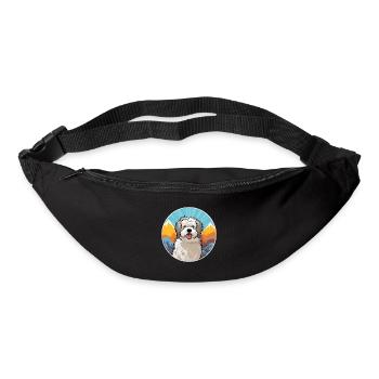 Chien de berger des Pyrénées race de chien dessin animé Kawaii Waterco - Sac banane - noir - Devant