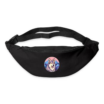 Tamaskan Dog Breed Cartoon Kawaii Watercolor - Bum bag - black - Front