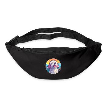 Caniche chien race dessin animé Kawaii aquarelle - Sac banane - noir - Devant