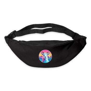 Ziege Aquarell Karikatur Kawaii Haustier Tier Bunt - Gürteltasche - Schwarz - Vorne