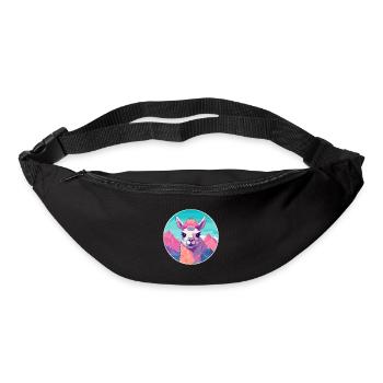 Lama Aquarell Karikatur Kawaii Haustier Tier Farbefu - Gürteltasche - Schwarz - Vorne