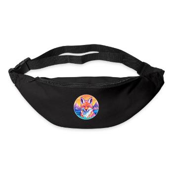 Fox Watercolor Cartoon Kawaii Pet Animal Colorful - Bum bag - black - Front