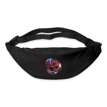 Rose arc-en-ciel irisée - Sac banane - noir - Devant